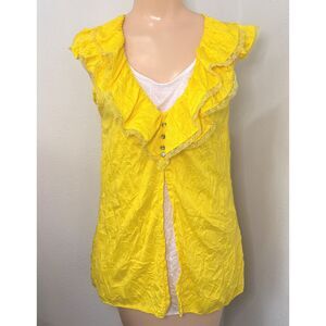 French Laundry Womens Ruffled Top Sz Medium Layered Cottagecore New England